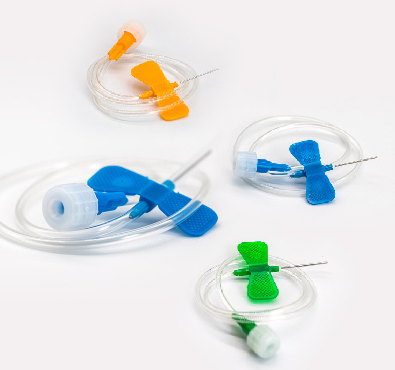 Sistema de vena de cuero cabelludo de mariposa Luer Lock / luer Slip desechables médicos