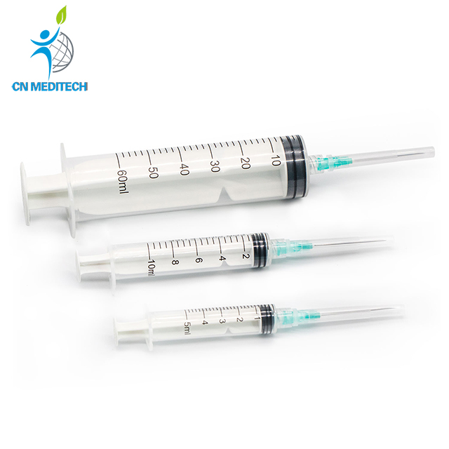 Jeringa de inyección Luer Lock desechable de 1 ml/2 ml/3 ml/5 ml/10 ml/20 ml/30 ml/50 ml/60 ml con aguja