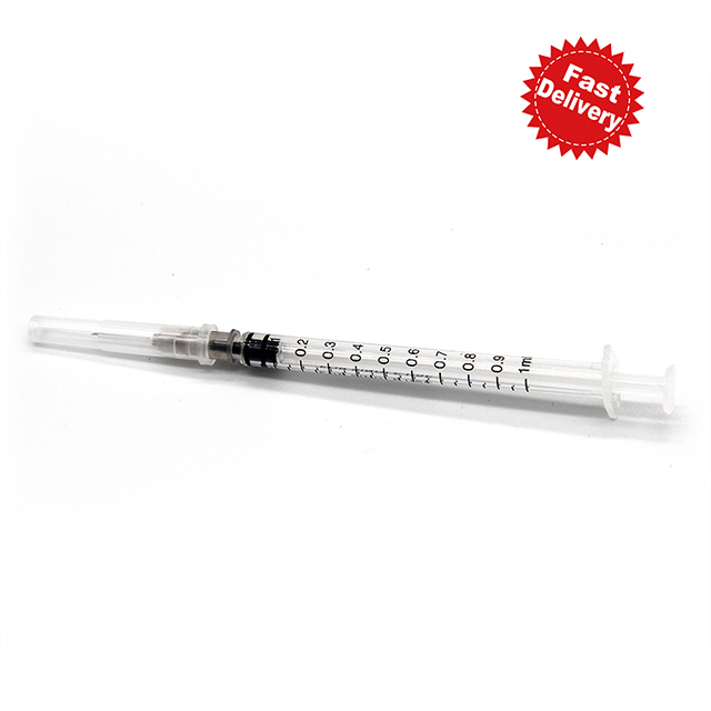 Jeringa desechable Luer Slip de 1 ml con aguja de 27 g