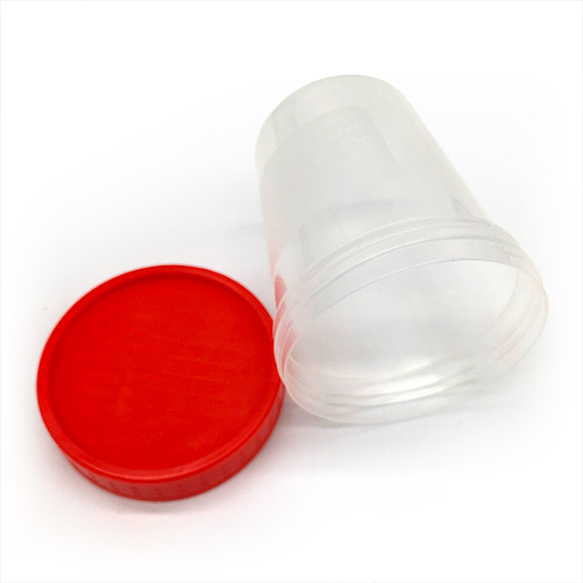 Taza desechable para recipientes de muestras de orina con tapón de rosca