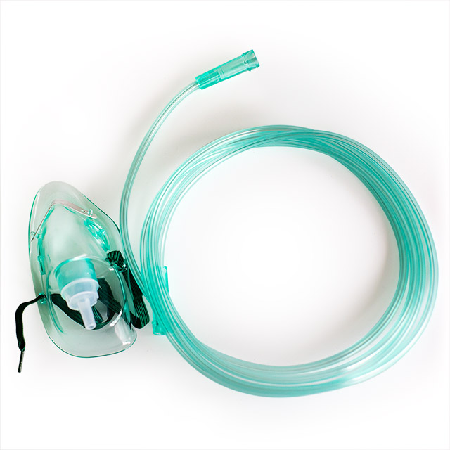 Mascarilla desechable de oxígeno de PVC con tubo de oxígeno de 2 m