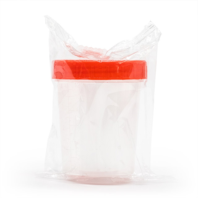 Taza desechable para recipientes de muestras de orina con tapón de rosca