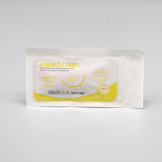 Sutura crómica simple absorbible quirúrgica con aguja
