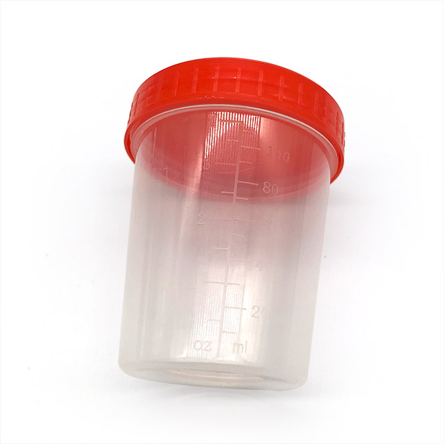 Taza desechable para recipientes de muestras de orina con tapón de rosca
