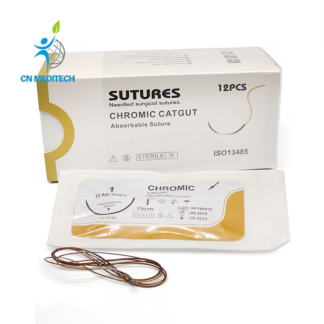 Sutura de catgut crómico absorbible para uso quirúrgico