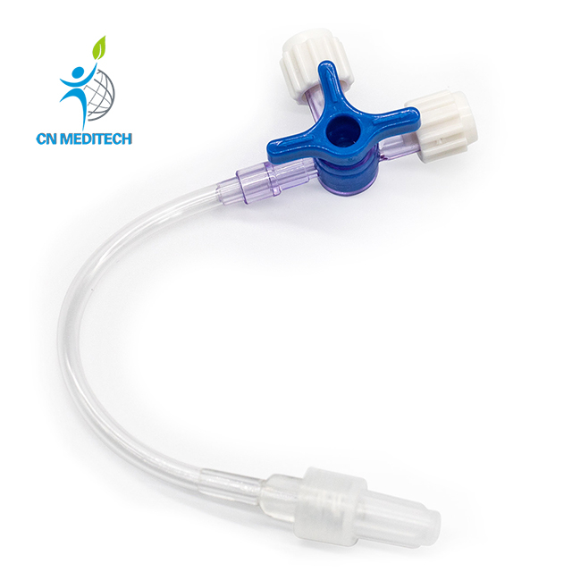 Llave de paso de infusión de tres vías médica desechable 3 con tubo de extensión