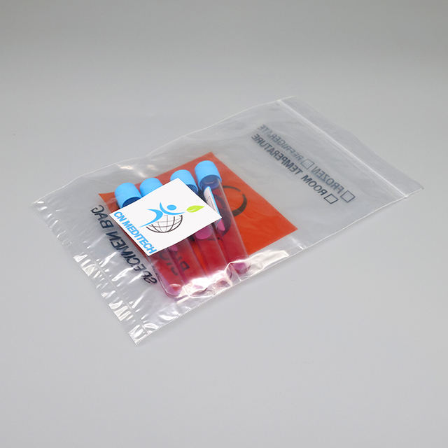 Bolsa de transporte de muestras de peligro biológico autosellante de laboratorio