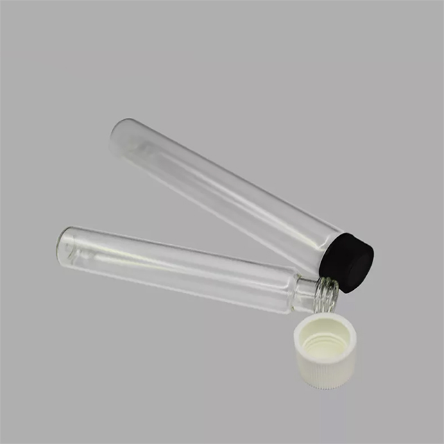 Tubo de ensayo de laboratorio Pyrex con tapón de rosca