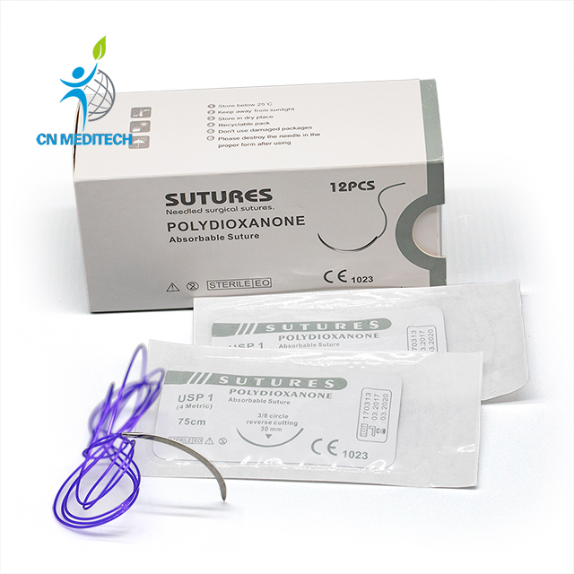 Sutura absorbible de monofilamento de polidioxanona con aguja de corte inverso