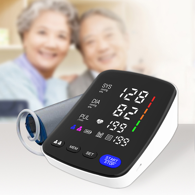 El mejor monitor de presión arterial de la máquina BP con pantalla LED curvada con fuente de alimentación dual para el hogar 