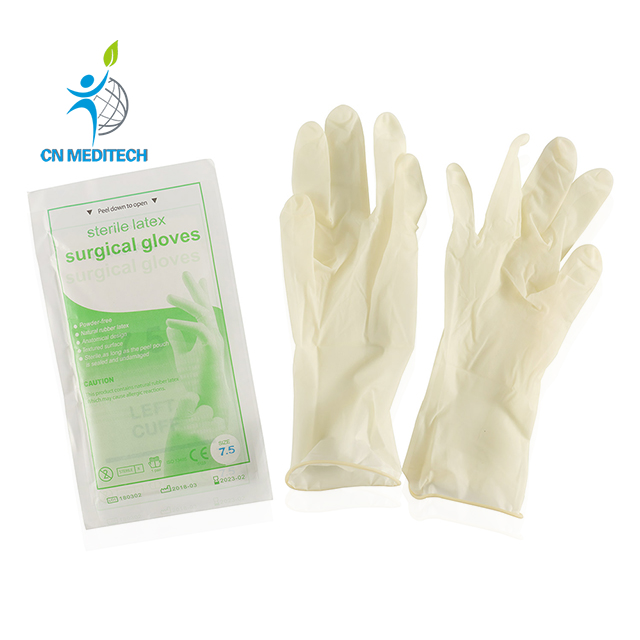 Guante quirúrgico de látex en polvo médico desechable 