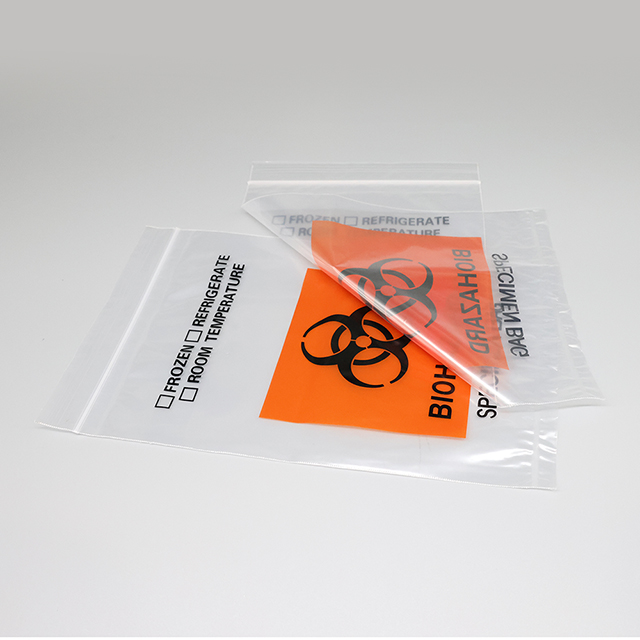Bolsa de transporte de muestras de peligro biológico autosellante de laboratorio