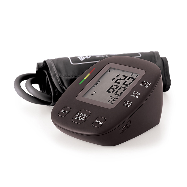 Monitor de presión arterial de la máquina Digital BP del brazo superior barato con adaptador y batería